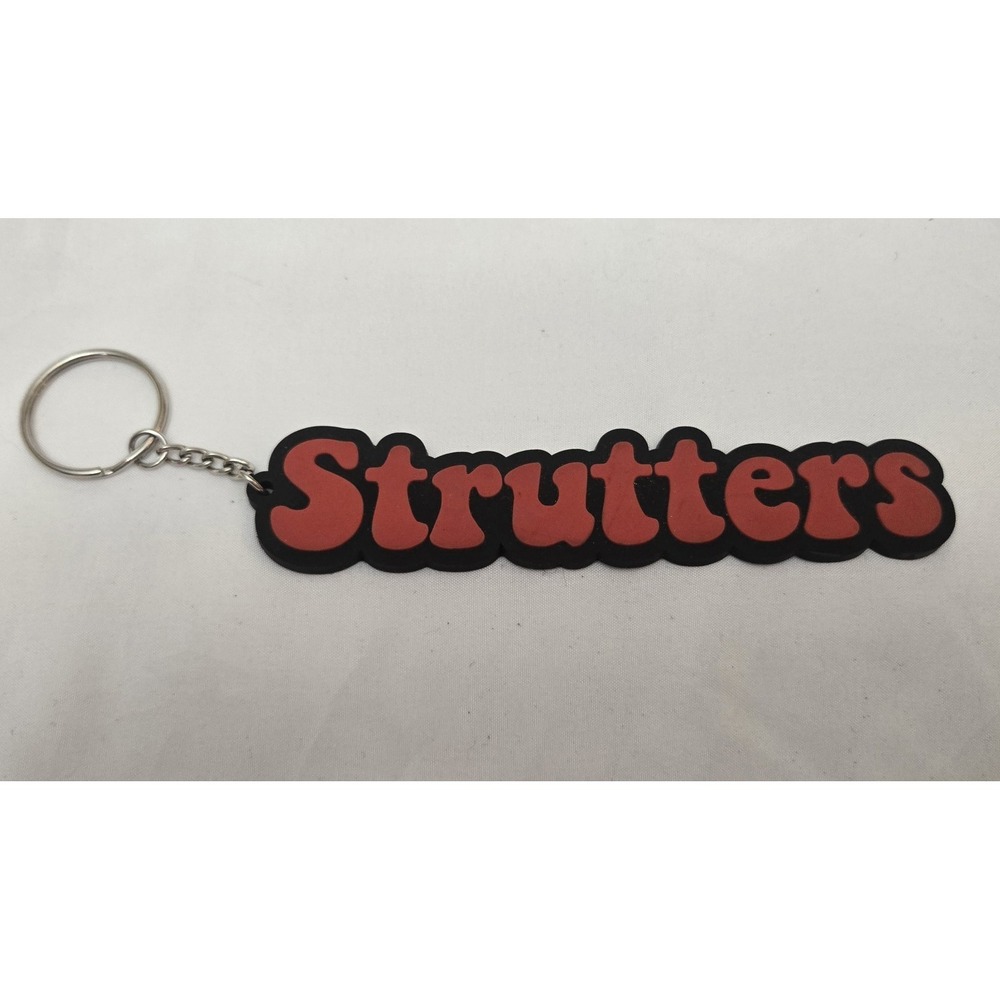 Butter Goods Rubber Keychain - PVC "Strutters" Stylized Bold Font Red & Black
